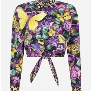Dolce & Gabbana x Khaled Short poplin shirt butterfly print knot detail